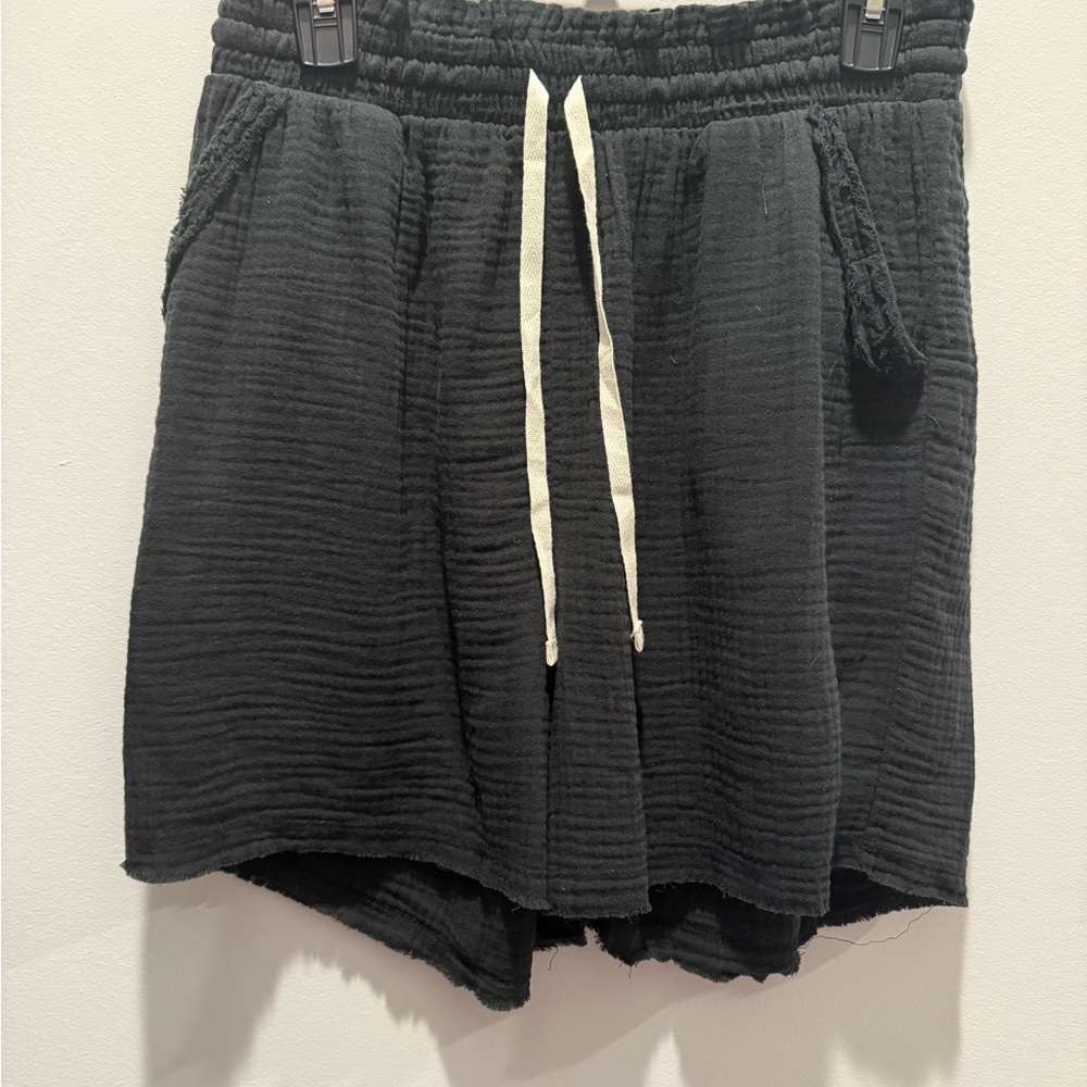 Zenana Outfitters Textured Black Athletic Shorts